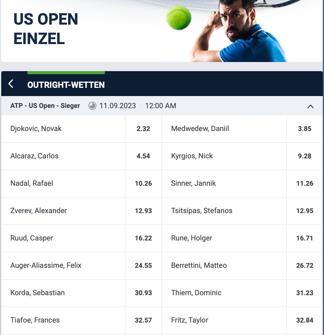 20bet langzeitwette USopen