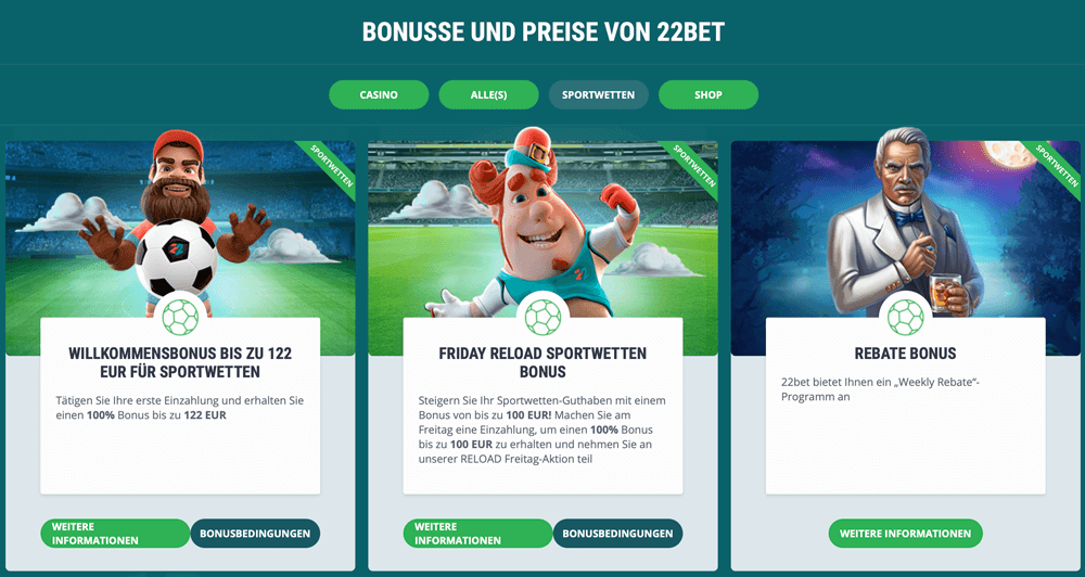 22bet bonusangebote